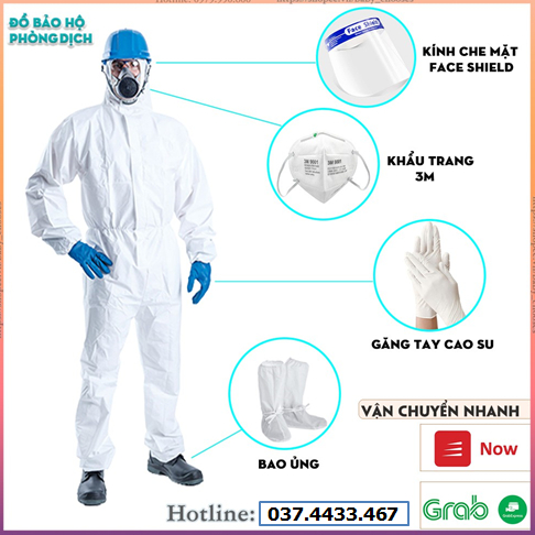 Bộ đồ bảo hộ y tế phòng chống dịch - đồ bảo hộ - quần áo bảo hộ - bộ bảo hộ y tế 7 món - bộ đồ bảo hộ y tế 4 món