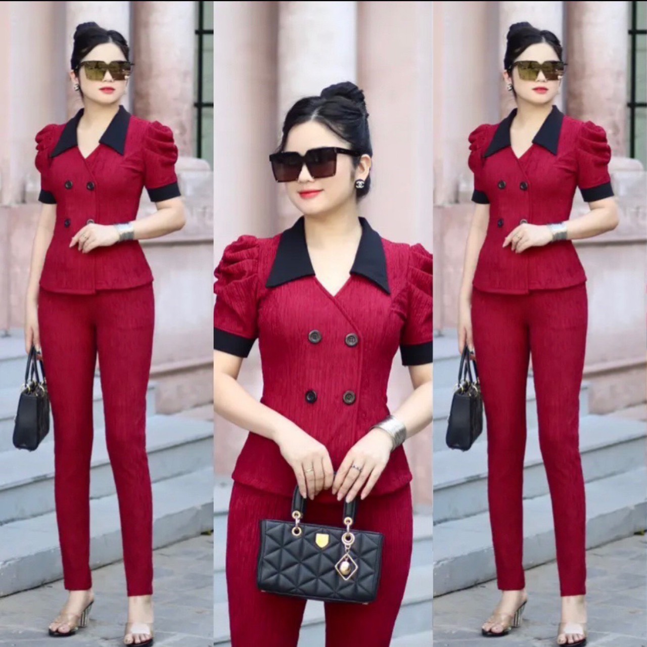 Sét bộ thun xốp cổ vest dễ thương.mã k08