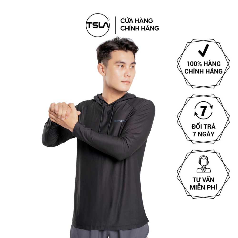 Áo hoodie nam dài tay thể thao TSLA form rộng chất thun kháng khuẩn chống UV co giãn cho người tập gym đá TSO2020