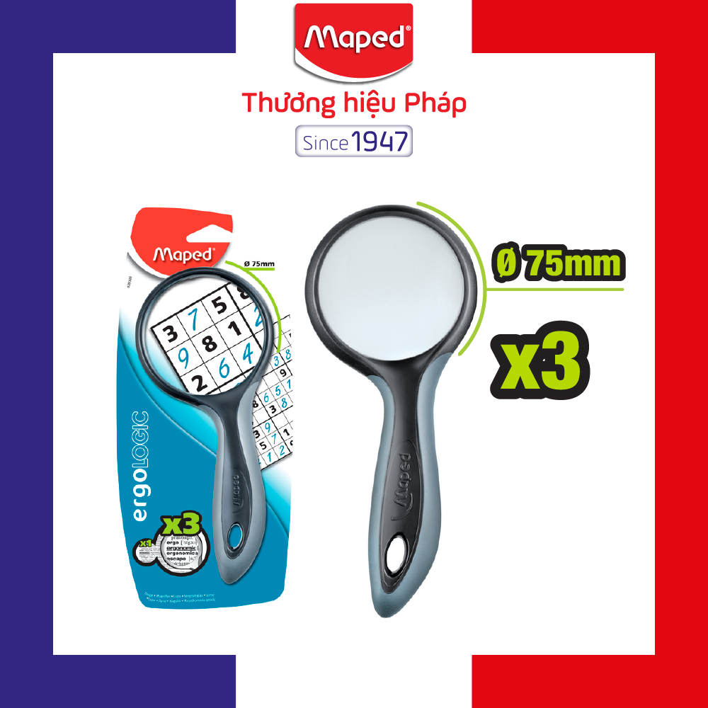 MAPED -  Kính lúp cao cấp x3 - đường kính 50/75mm - 1 cái