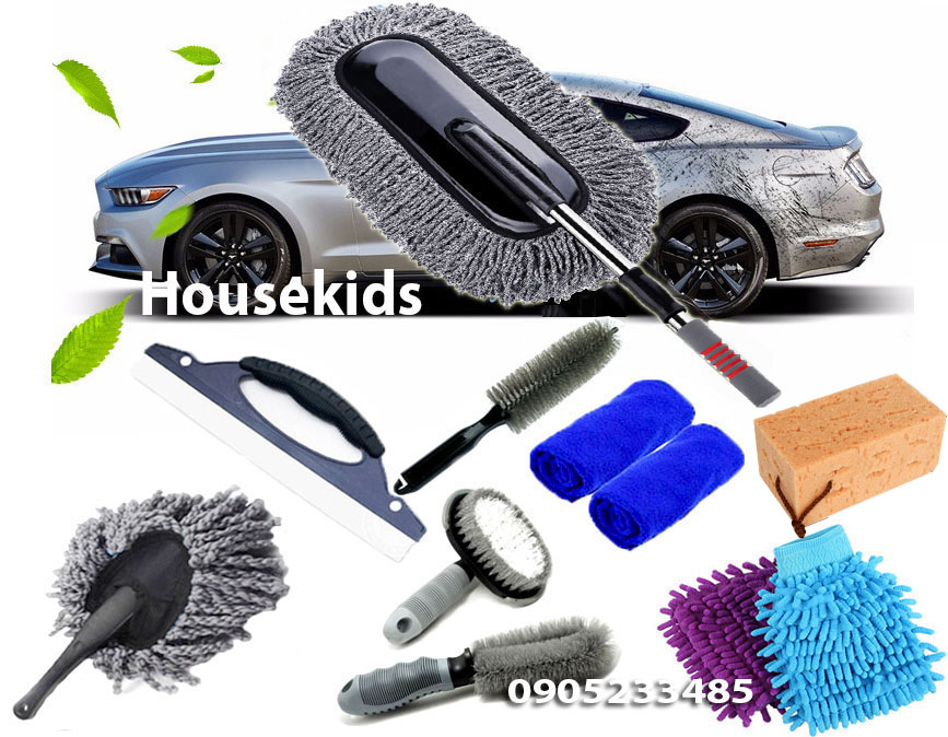 Set Full 11 Chi Tiết Bộ Dụng Cụ Chăm Sóc Vệ Sinh Làm Đẹp Ô Tô (Màu Ghi)