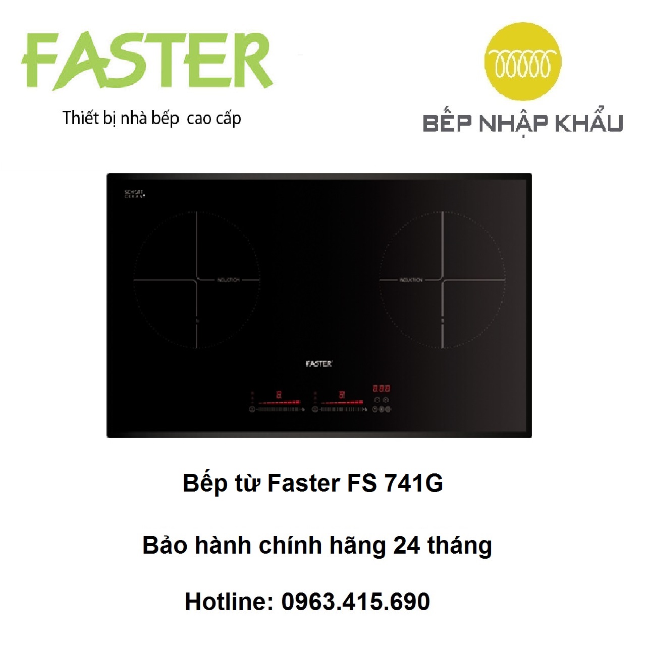Bếp từ Faster FS 741G, thiết kế đẹp mắt tinh tế, nhiều tính năng thông minh giúp nâng cao hiệu quả nấu nướng & tiết kiệm điện năng