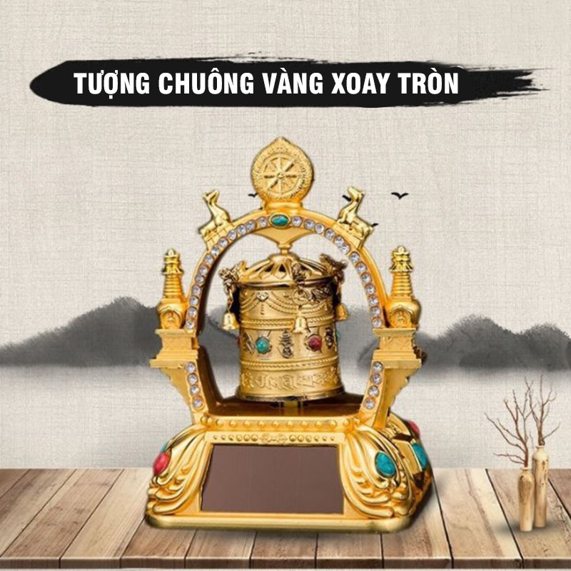 [HCM][TẶNG ĐẾ CHỐNG TRƯỢT] - Chuông Tròn Pháp Luân Xoay Tròn Năng Lượng Mặt Trời