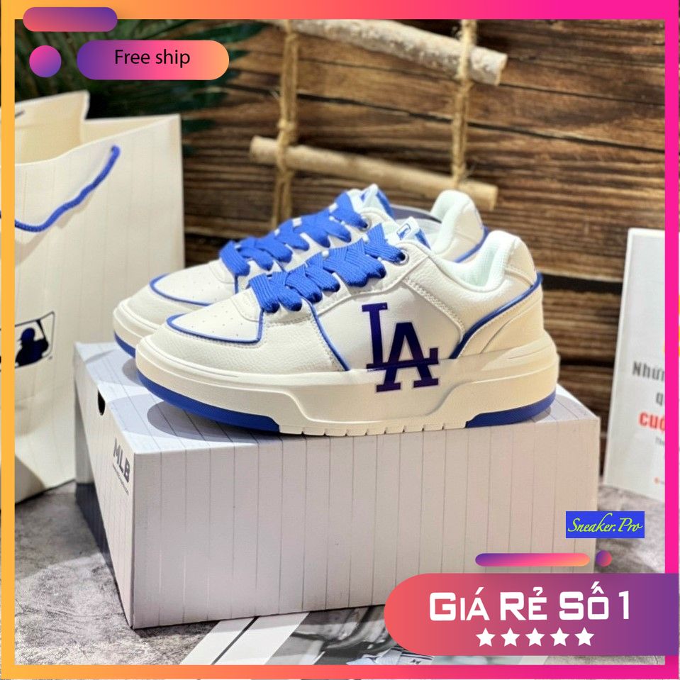 Giày MLB Chunky Liner Low LA Dodgers Blue màu trắng chữ xanh kiểu dáng Hàn Quốc dành cho nam nữ, giày thời trang giá rẻ, MLB 2021, MLB 11, MLB liner low