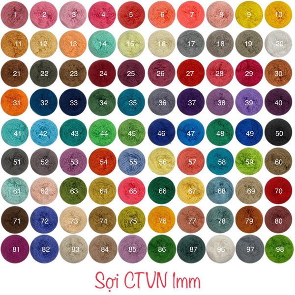 Cuộn sợi cotton việt nam craf yarn 1mm -98 màu mã từ 51-102