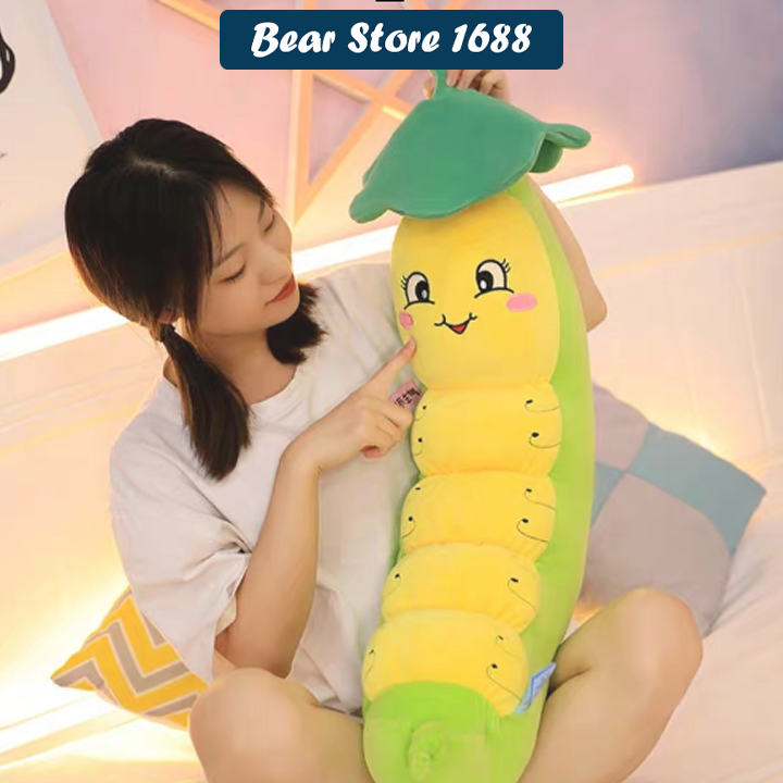 Gối Ôm Thú Nhồi Bông, Gấu Bông Sâu Khoai Đáng Yêu Chất Mịn Siêu Dễ Thương Hàng Cao Cấp