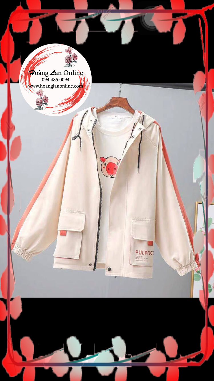 Áo khoác nữ vải dù 2 lớp túi hộp style hàn quốc cực xinh