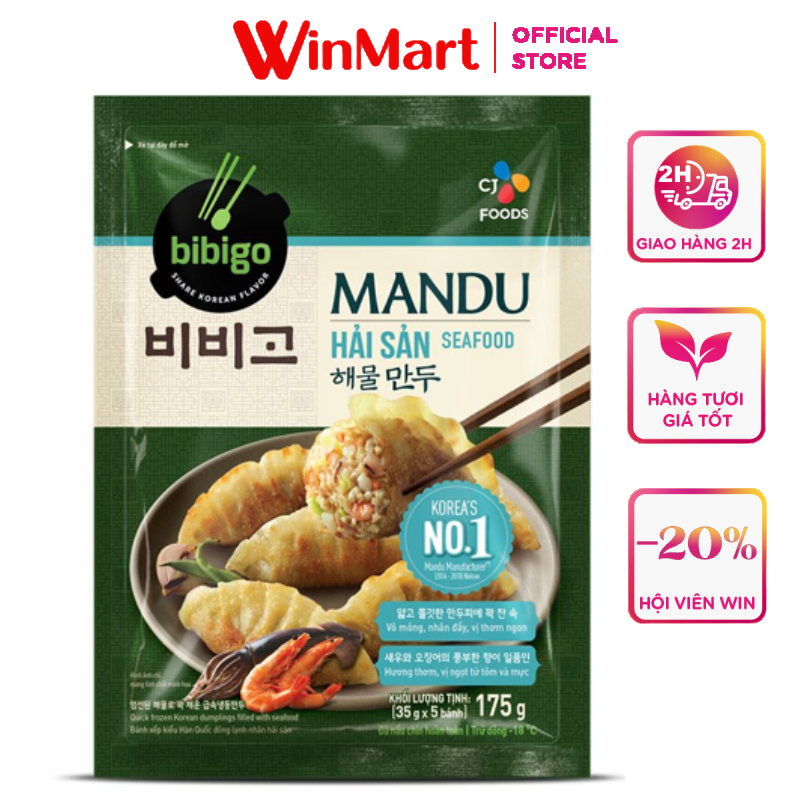 [Siêu thị WinMart] - Bánh xếp kiểu Hàn Quốc Bibigo nhân hải sản gói 175g