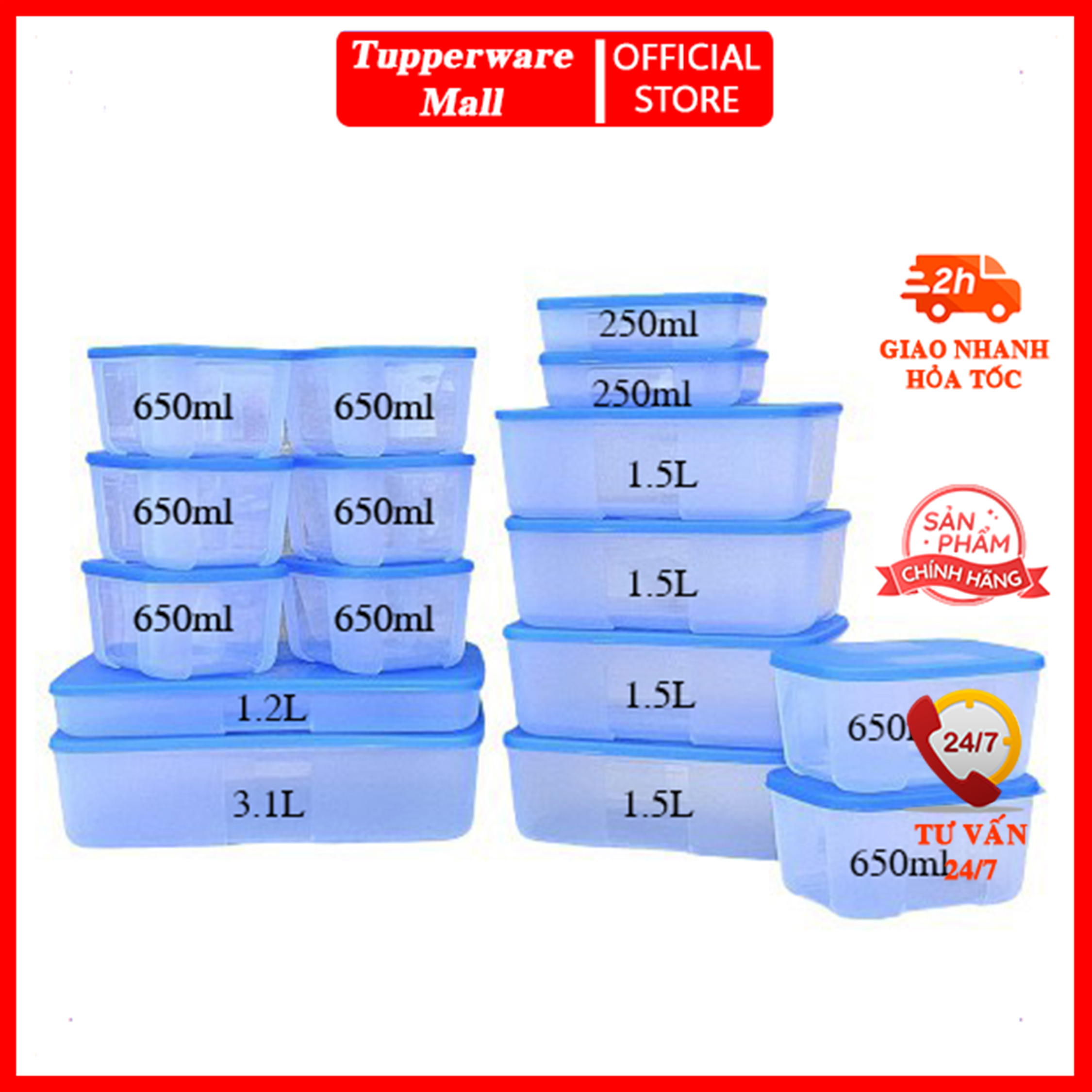 Bộ hộp trữ đông Tupperware Freezermate Jumbo set 16