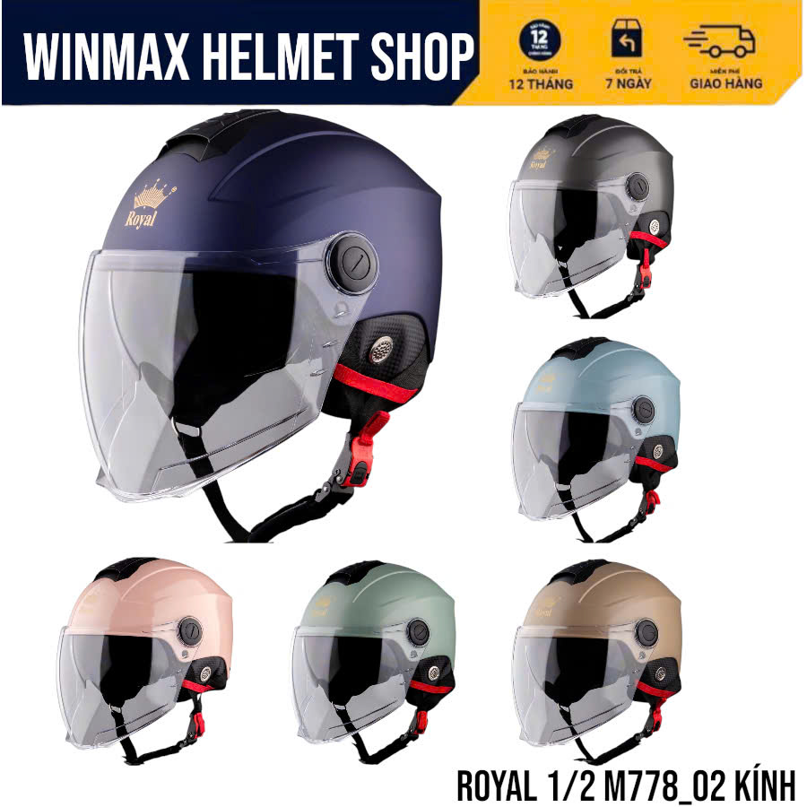 Royal Helmet M778_02 Kính Mũ Bảo Hiểm Xe Máy 1/2 Đầu Hàng Chính Hãng ROYAL HELMET BH 12 Tháng.