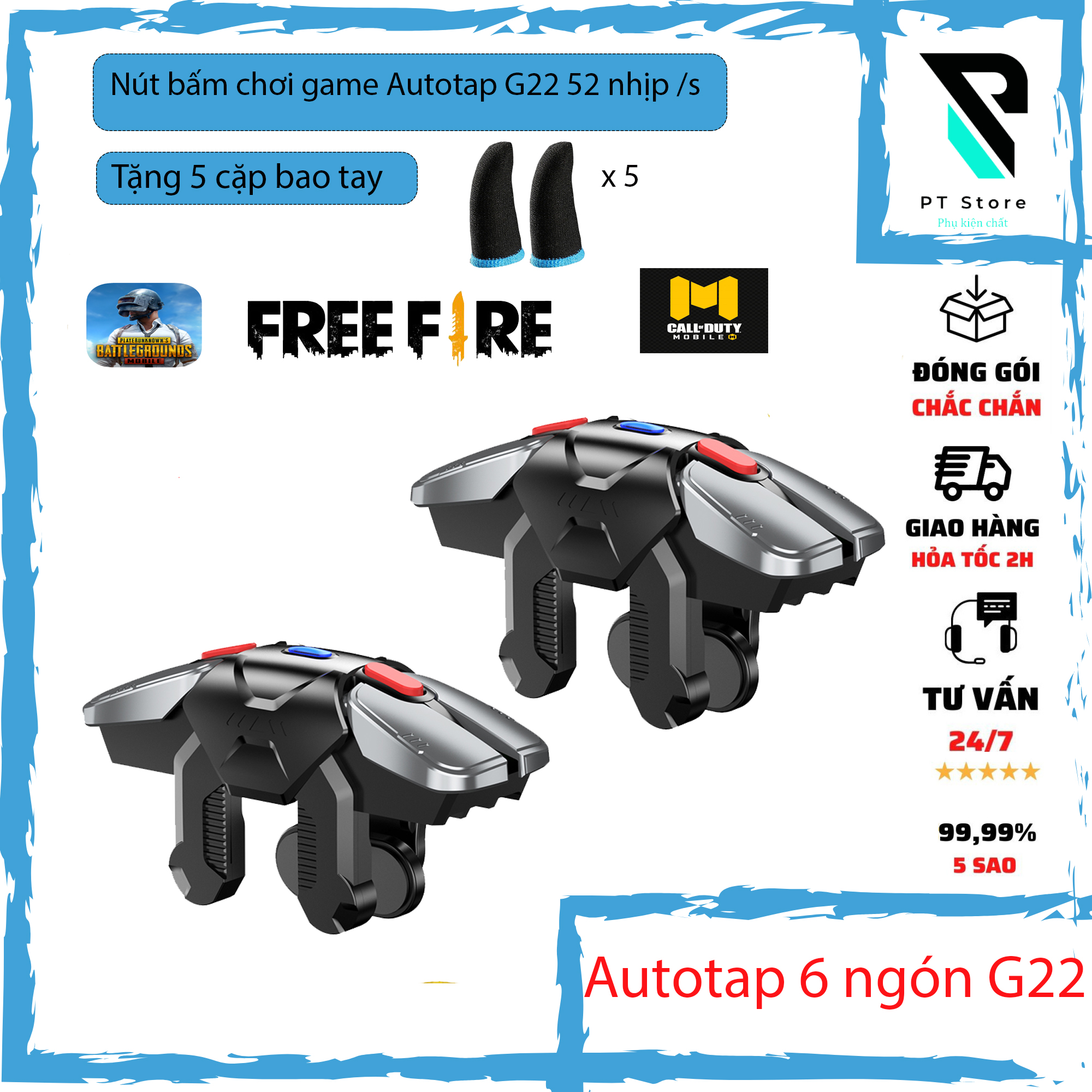 Auto tap 6 ngón g22 | nút chơi game auto tap 6 ngón dành cho game fps freefire, pubg, cod