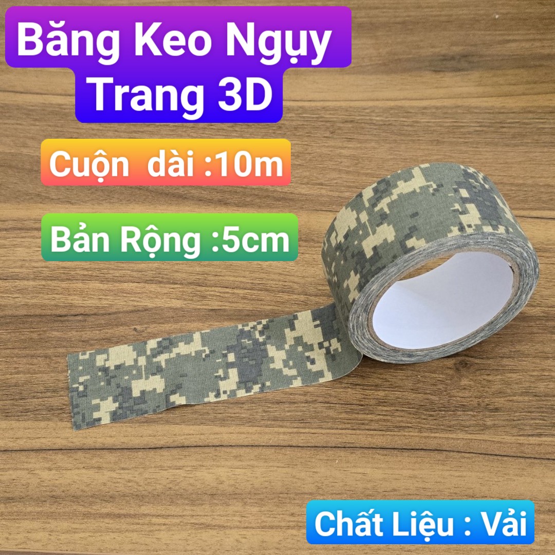 Băng keo ngụy trang 3D dài 10m màu  caro đẹp