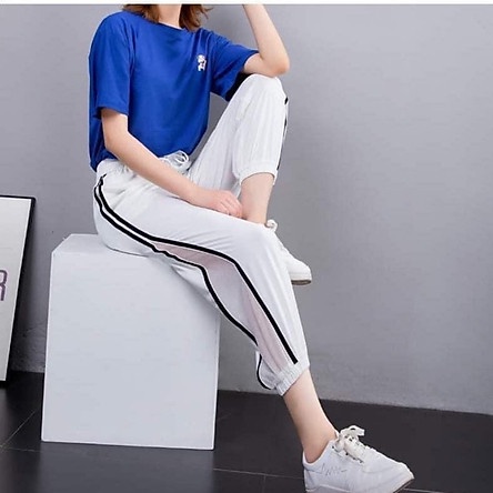 Quần baggy đũi hàn phối lưới sọc - siêu mát
