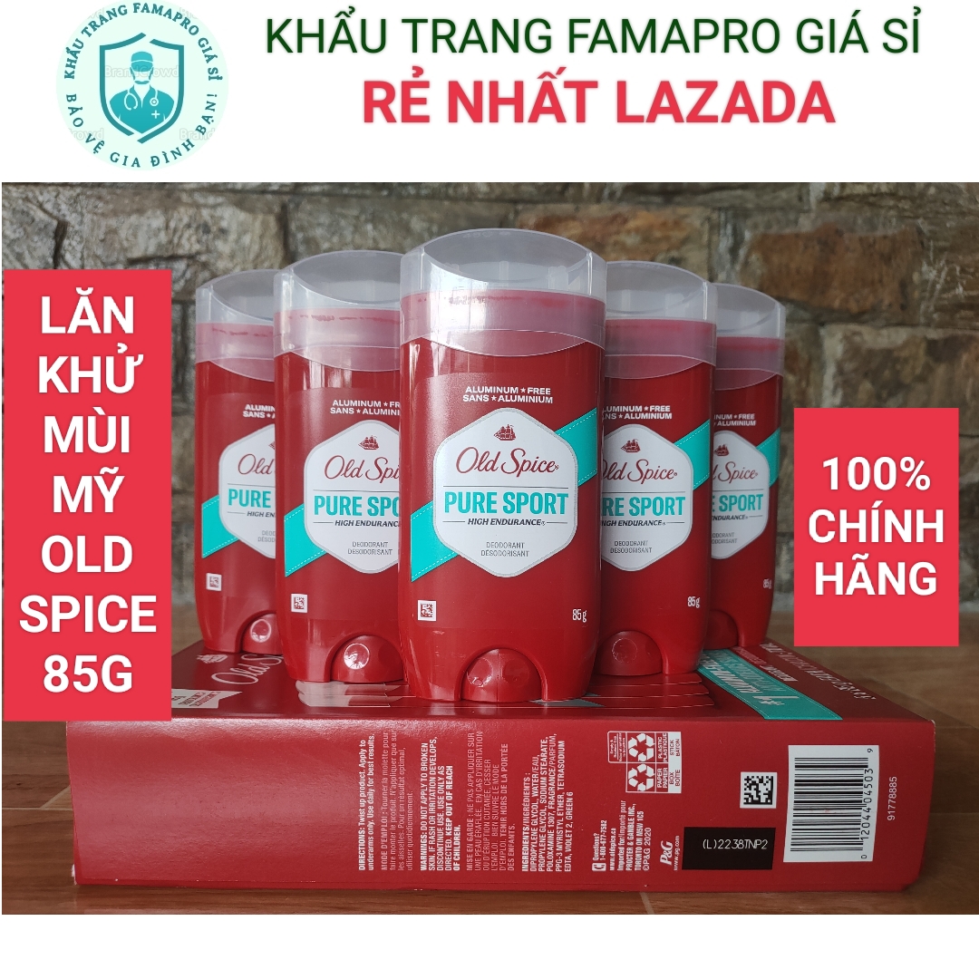 Lăn khử mùi Old spice 85 gram, Lăn khử mùi Mỹ Old spice Pure Sport