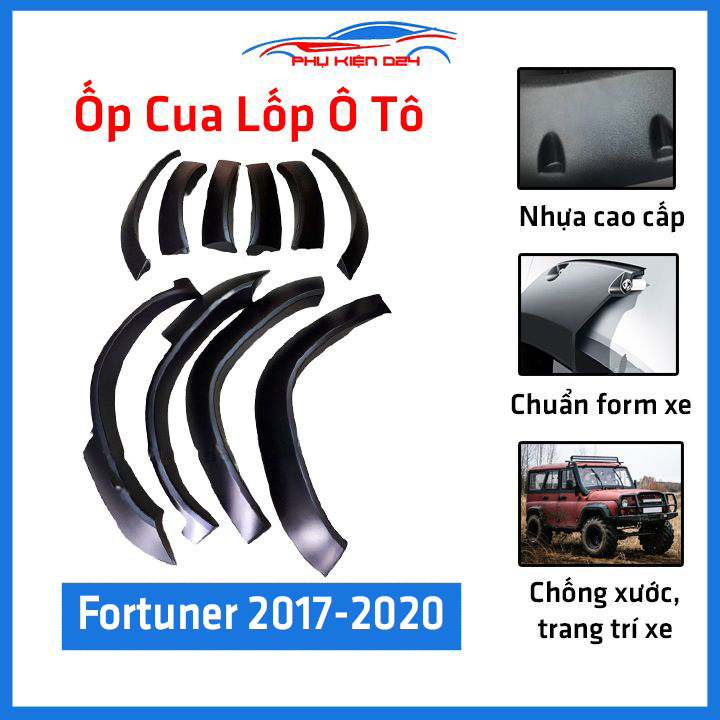 Bộ ốp cua lốp ô tô Fortuner 2017-2020, độ viền cua lốp bánh xe bảo vệ, trang trí xe hơi