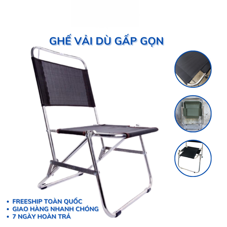 Ghế câu cá mini địa hình vải dù khung inox gấp gọn để du lịch dã ngoại cắm trại camping ngoài trời , cafe trà chanh