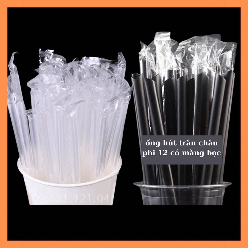 Ống hút trân châu có màng bọc phi 12