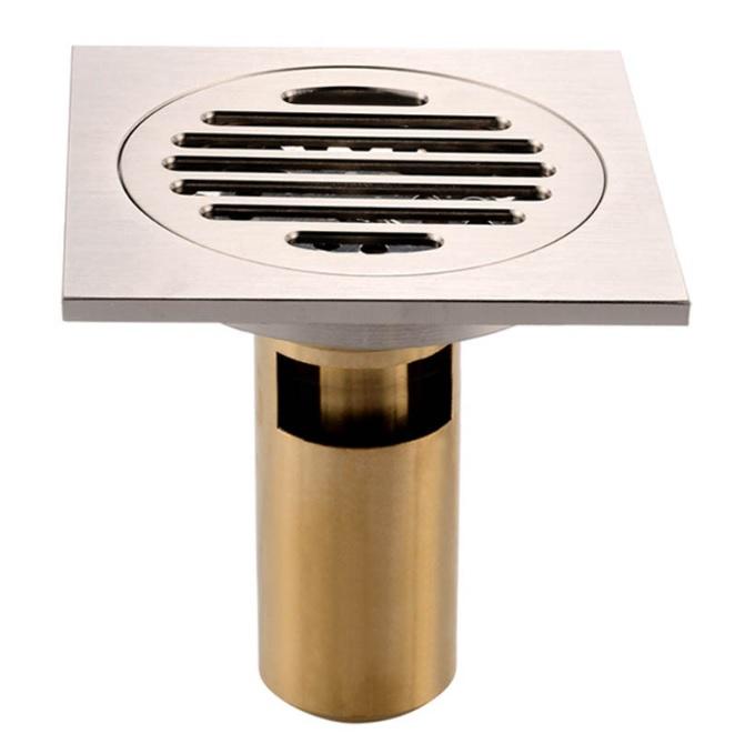 Phễu thoát sàn ngăn mùi cao cấp kích thước bề mặt 10*10cm ống thoát  60-76 - Lõi thoát bằng đồng