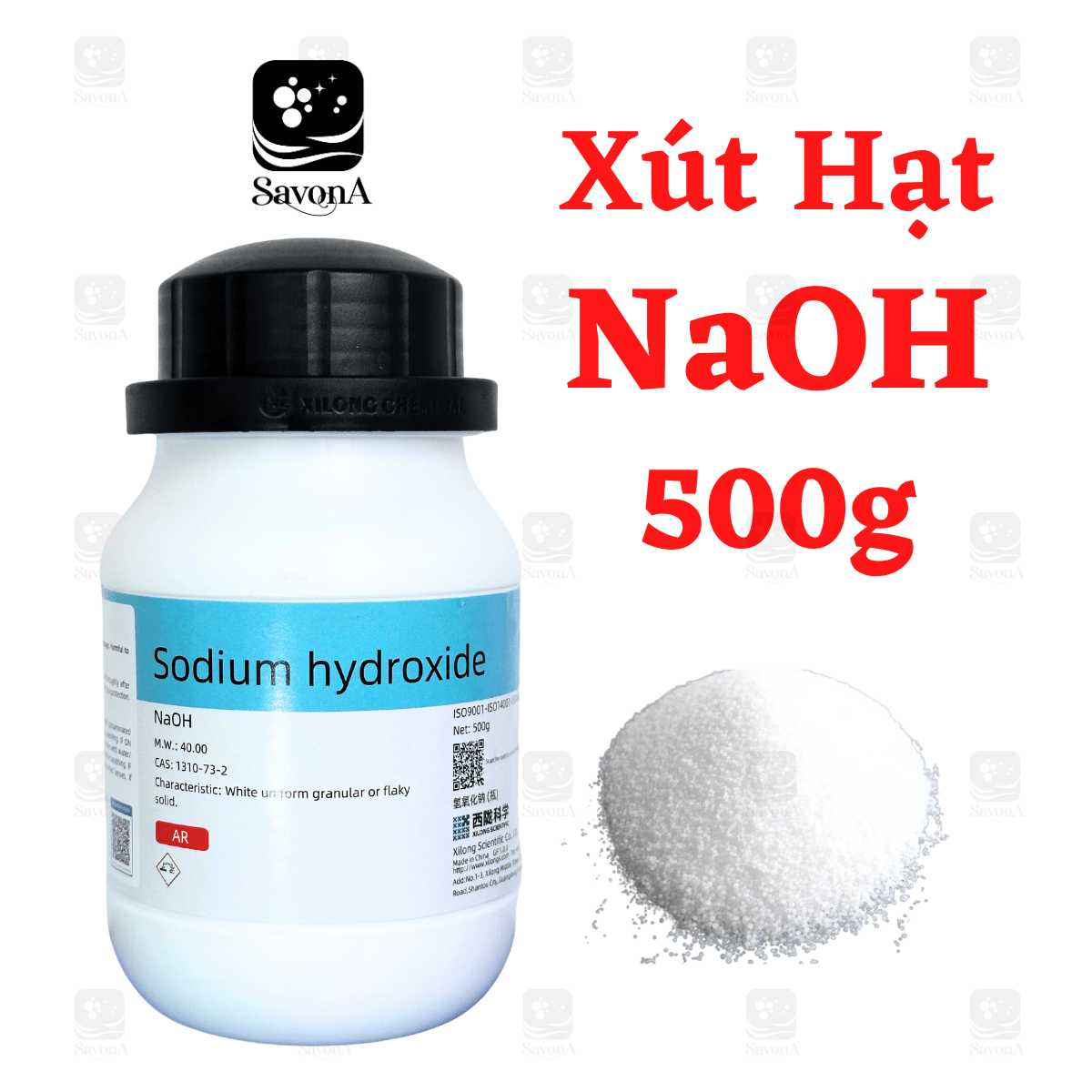 Xút Tinh Khiết Dạng Hạt NaOH Xilong Làm Xà Phòng, Mỹ Phẩm, Thí Nghiệm, Natri Hydroxide, Sodium Hydroxit SavonA