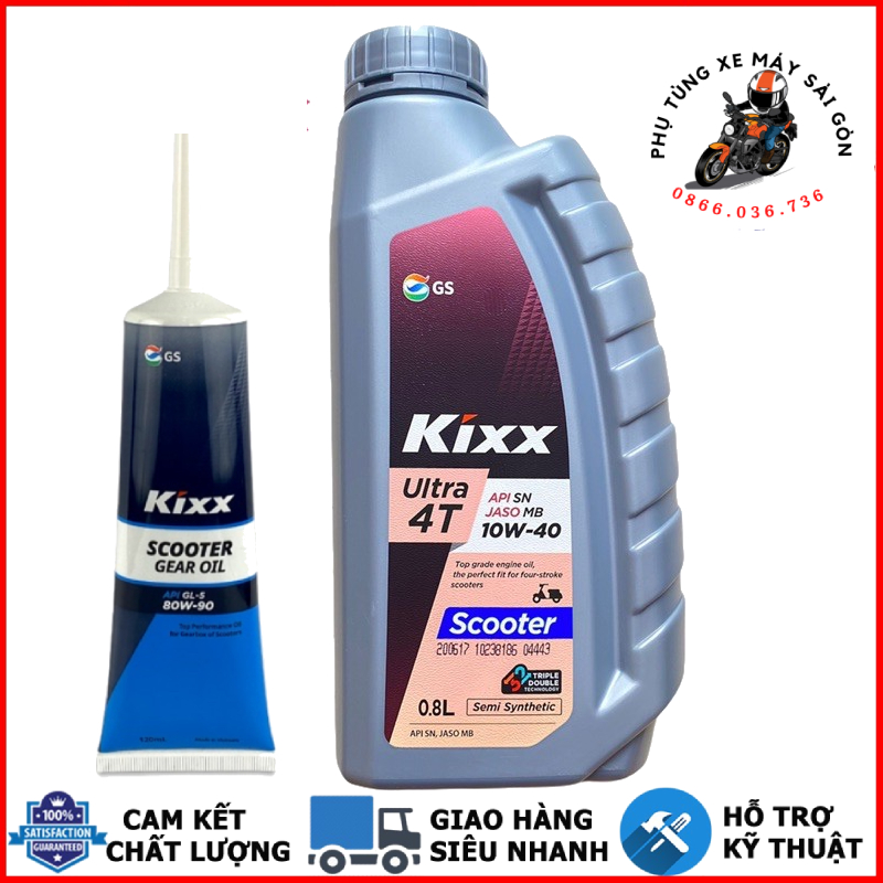 Dầu nhớt xe ga Kixx Ultra Scooter 10W40 Semi 800ml - Nhập khẩu Hàn Quốc [Mua 5 tặng 1 phểu]