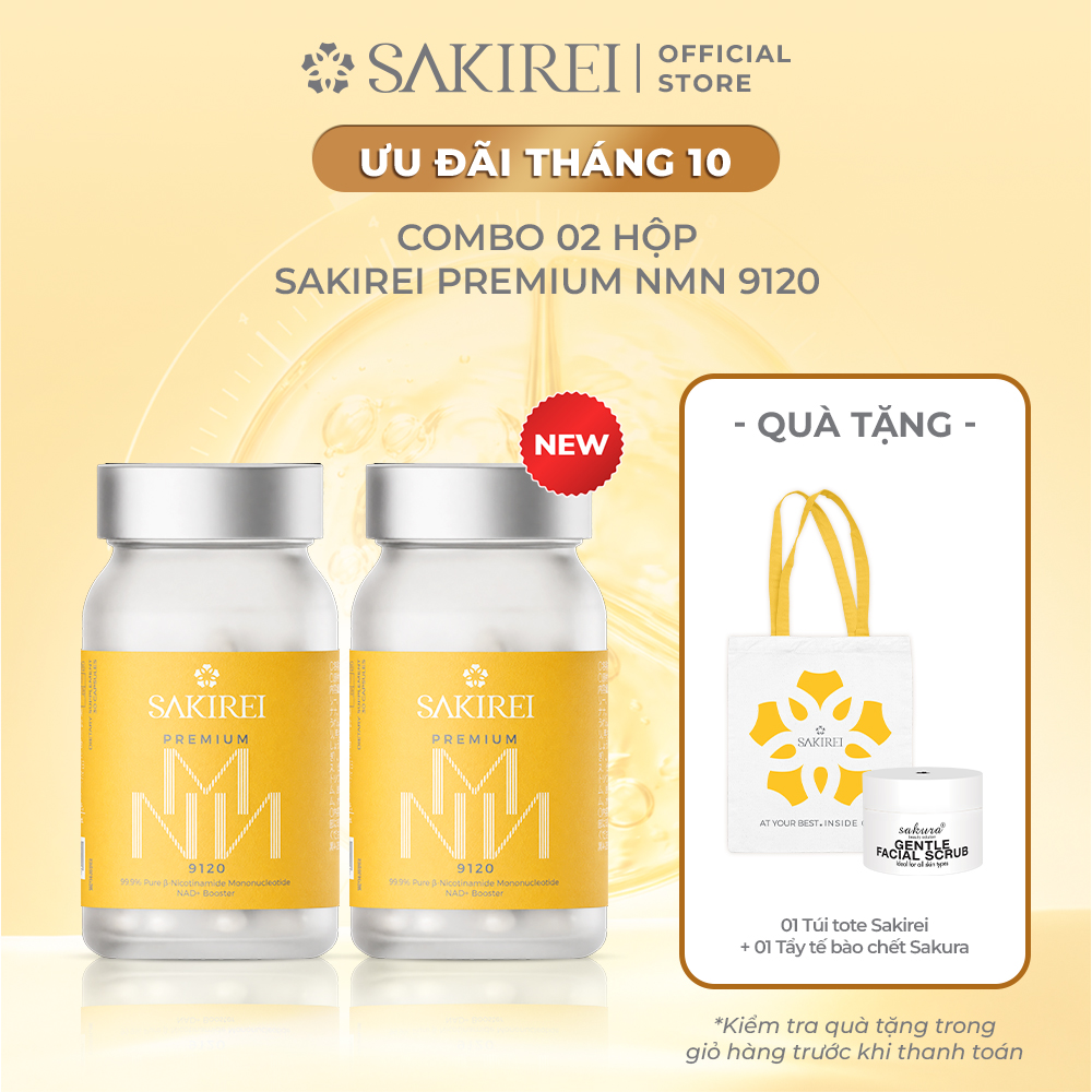 Combo of 2 Boxes of Nmn Supplement Pills to Support Health and Beautify Skin Sakirei Premium Nmn 9120 - 3000Mg Nmn Box of 30 Pills