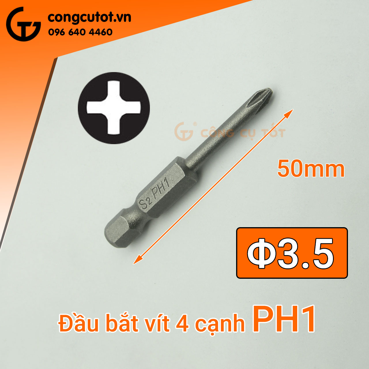 Đầu bắt vít 4 cạnh PH1 dài 50mm, 65mm, 75mm