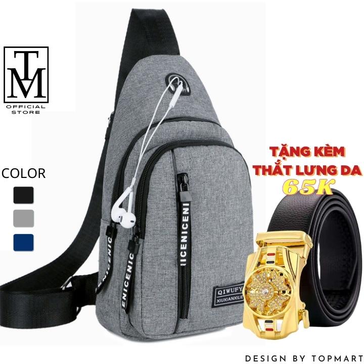 Túi đeo chéo nam vải canvas 3 ngăn + Tặng kèm thắt lưng da nam sang trọng TC92+TL23-MV
