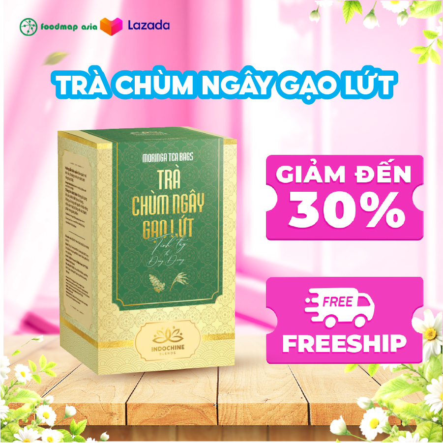 Trà Chùm Ngây Moringa Mix Gạo Lứt, Hoa Cúc - Hộp 12 Túi 24G - Indochine Blends