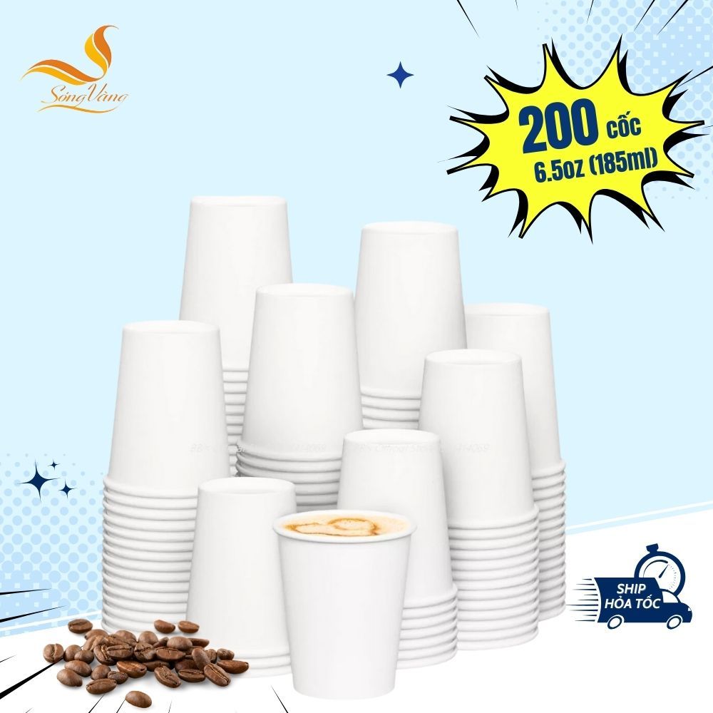 Set 50 cốc giấy hàn quốc dùng 1 lần 6.5oz