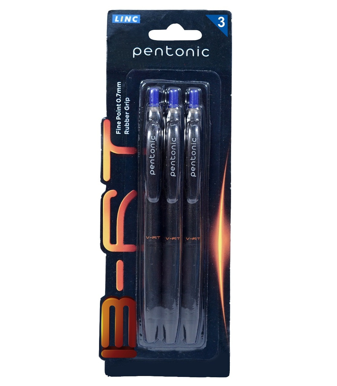 Bút bi bấm linc pentonic b-rt - vỉ 3 chiếc - ngòi 0.7mm, viết trơn, nét đều, đệm tay cao su, nhập khẩu ấn độ
