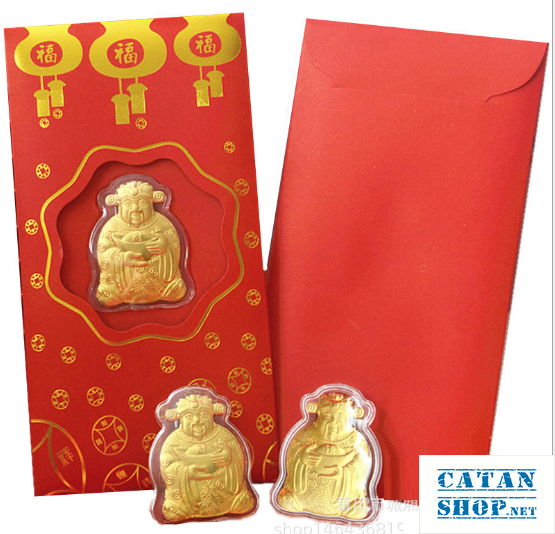 Bao lì xì Thần Tài mạ vàng hót hít 2023 tết Quý Mão-GD409-LiXi-ThanTaiVang