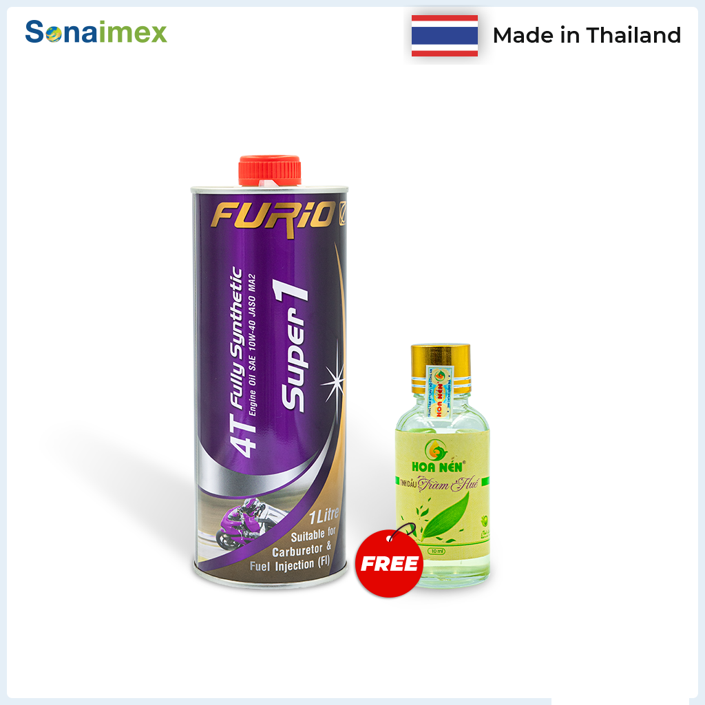 [QUÀ TẶNG] Nhớt xe máy tổng hợp toàn phần 100% BCP Thái Lan 0.8L -  FURIO SAE 10W40, API SN, JASO MA2, Fully Synthetic dành cho xe số, xe ga, côn tay, motor TẶNG 1 chai tinh dầu tràm Hoa Nén 10ML
