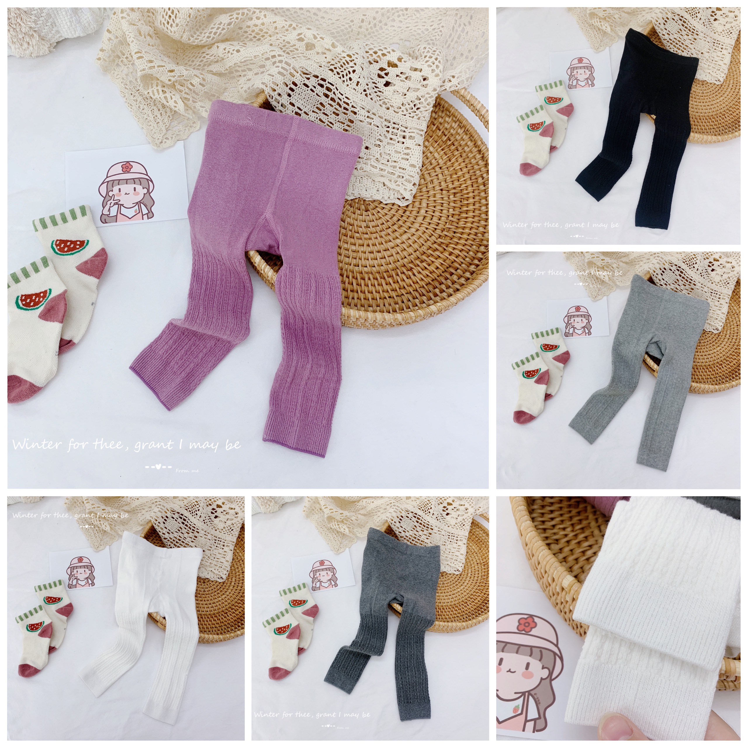 Quần tất cho bé gái Gelu kids. quần leging len không bàn nhiều màu cho bé gái 0-6 tuổi-GLQ001