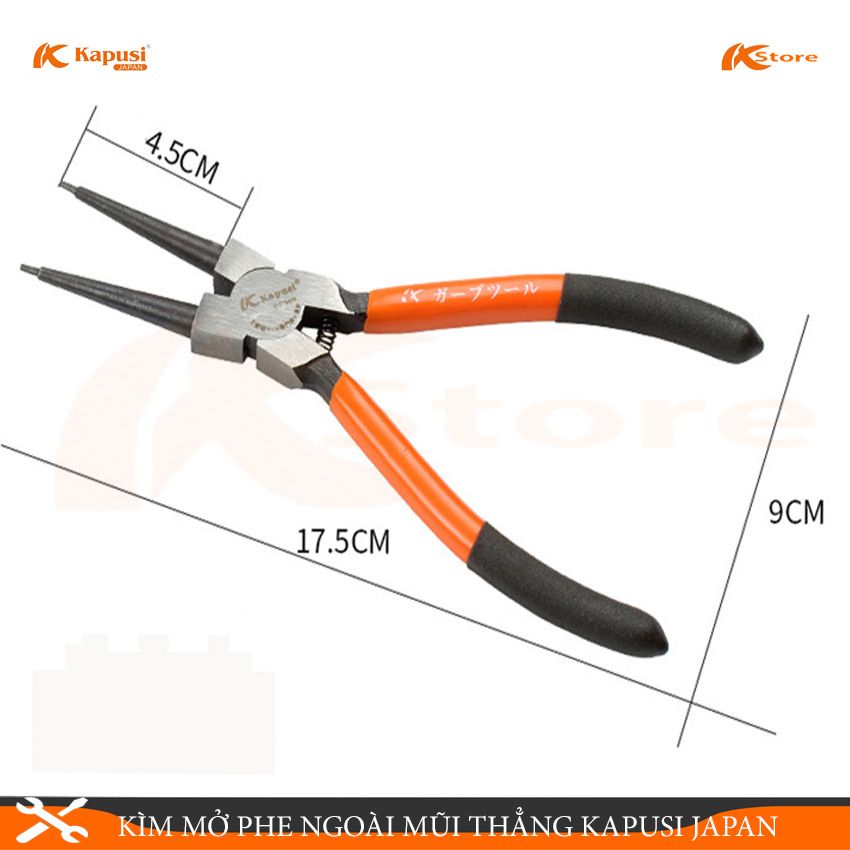 Kìm mở phe ngoài mũi thẳng kapsui japan 7inch/175mm - kìm bóp phe tiêu chuẩn nhật bản