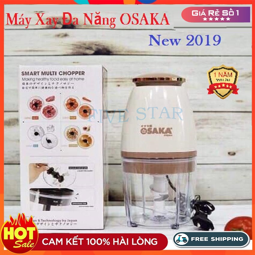 Máy xay đa năng osaka xay thịt, tôm, cua, rau củ, cối 0,7 lít, tự ngắt khi quá tải an toàn điện - máy xay thịt xay sinh tố, máy xay cháo cho trẻ em - bh 12 tháng - five star