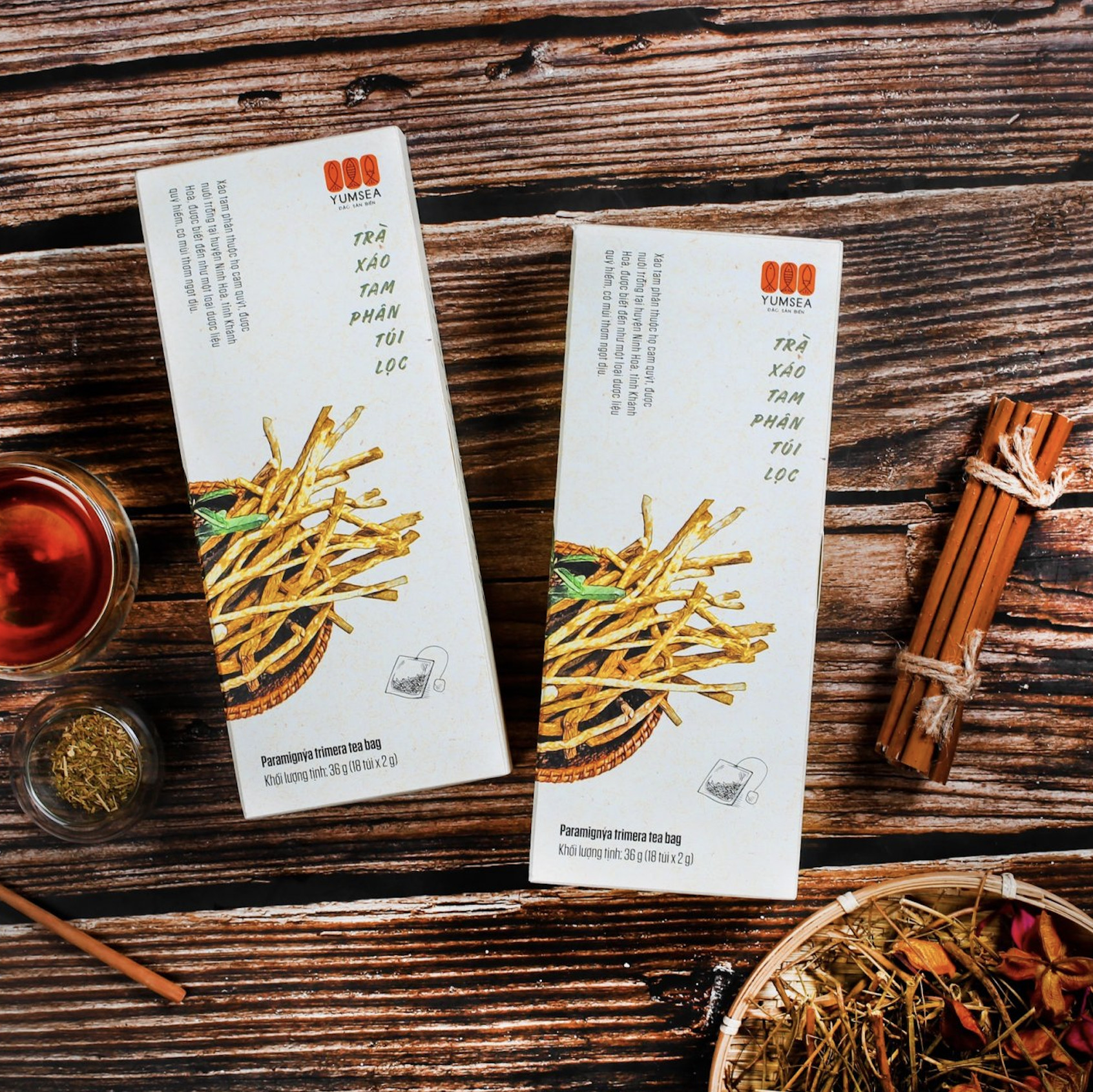 Trà xáo tam phân túi lọc, 20g, hộp, mẫu parami, Yumsea