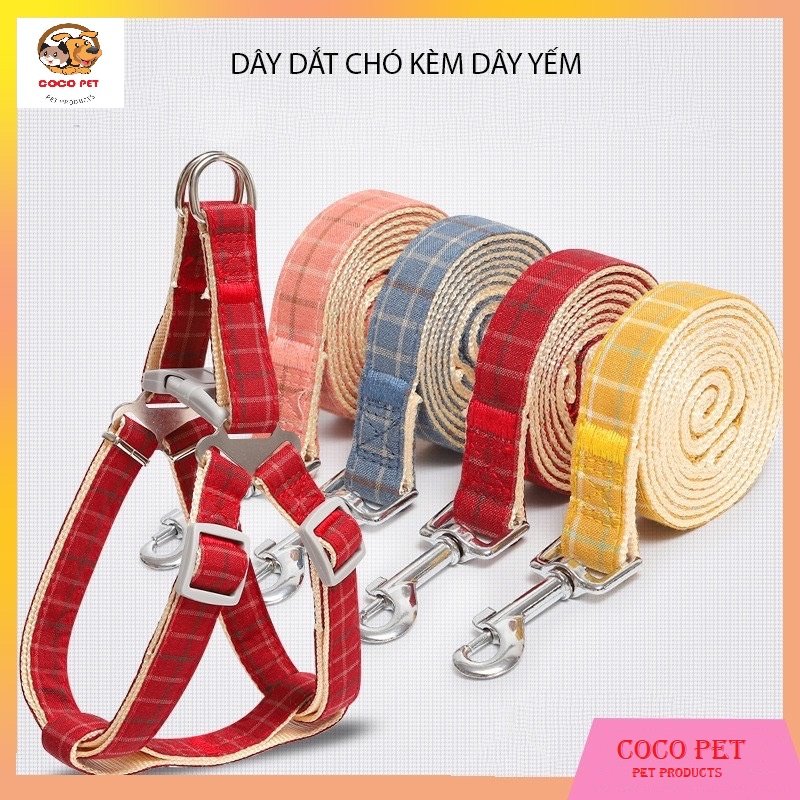 Dây Dắt Chó Mèo Kèm Yếm Đeo Kiểu Hàn Quốc ( Dành Cho Chó 1kg - 20kg)