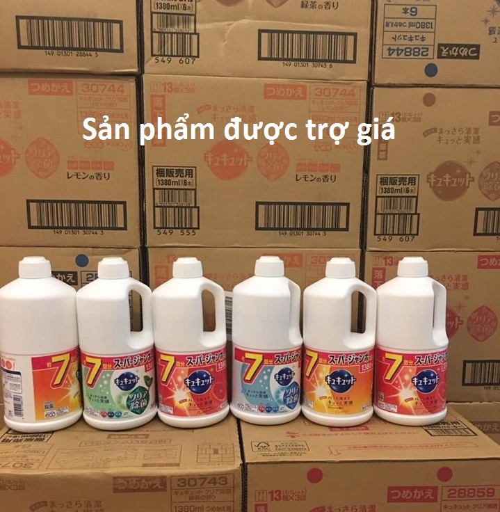 Nước rửa bát Kao 1380ml, nước rửa chén bát made in Japan
