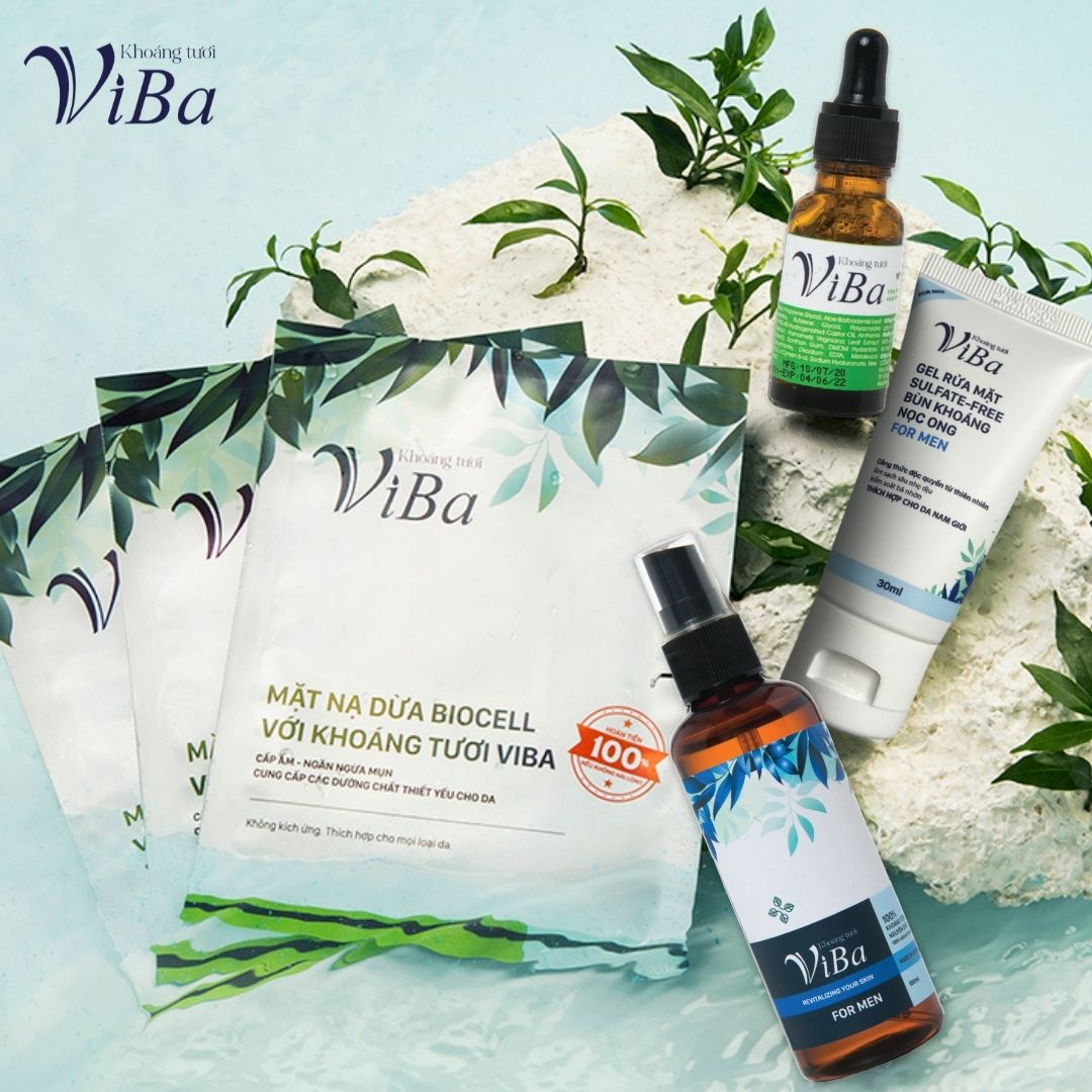 Bộ sản phẩm chăm sóc da mụn cho nam liệu trình mụn viba for men combo bye bye mụn for men