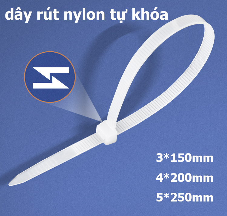 Dây rút nhựa màu trắng nhiều kích cỡ từ 15 đến 25 Cm