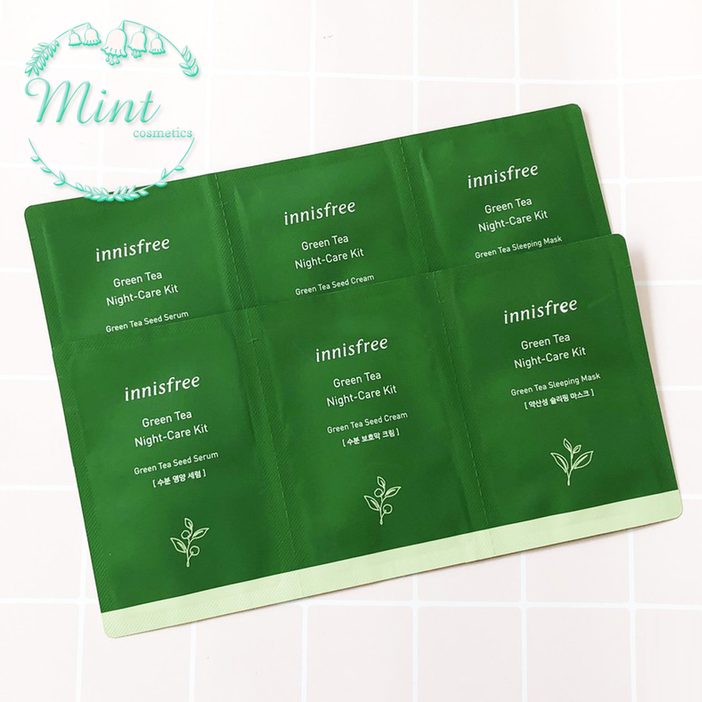 [Date 2022] Set 3 sample dưỡng da Innisfree Green Tea Night-Care Kit