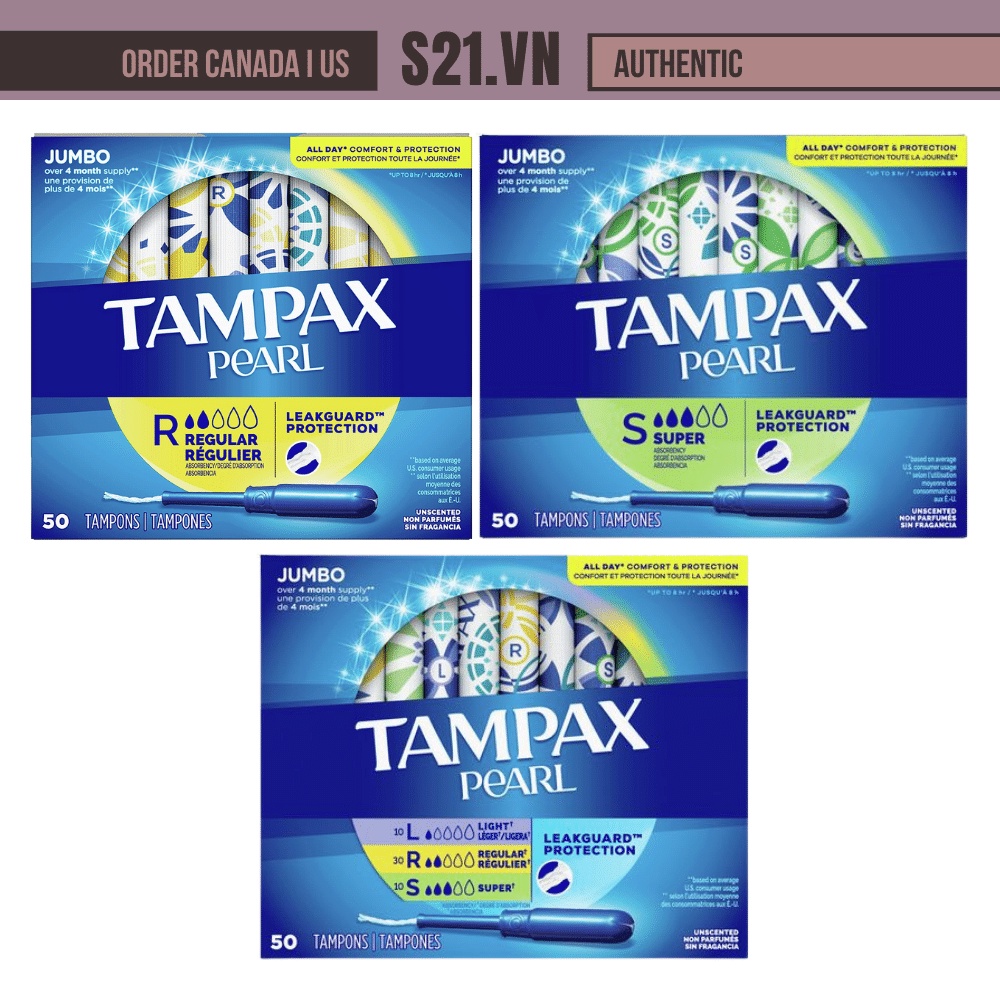 Băng Vệ Sinh Tampon Tampax Pearl Jumbo  47 - 50 Chiếc