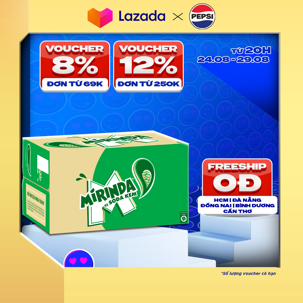 Thùng 24 chai nước ngọt có gaz mirinda soda kem