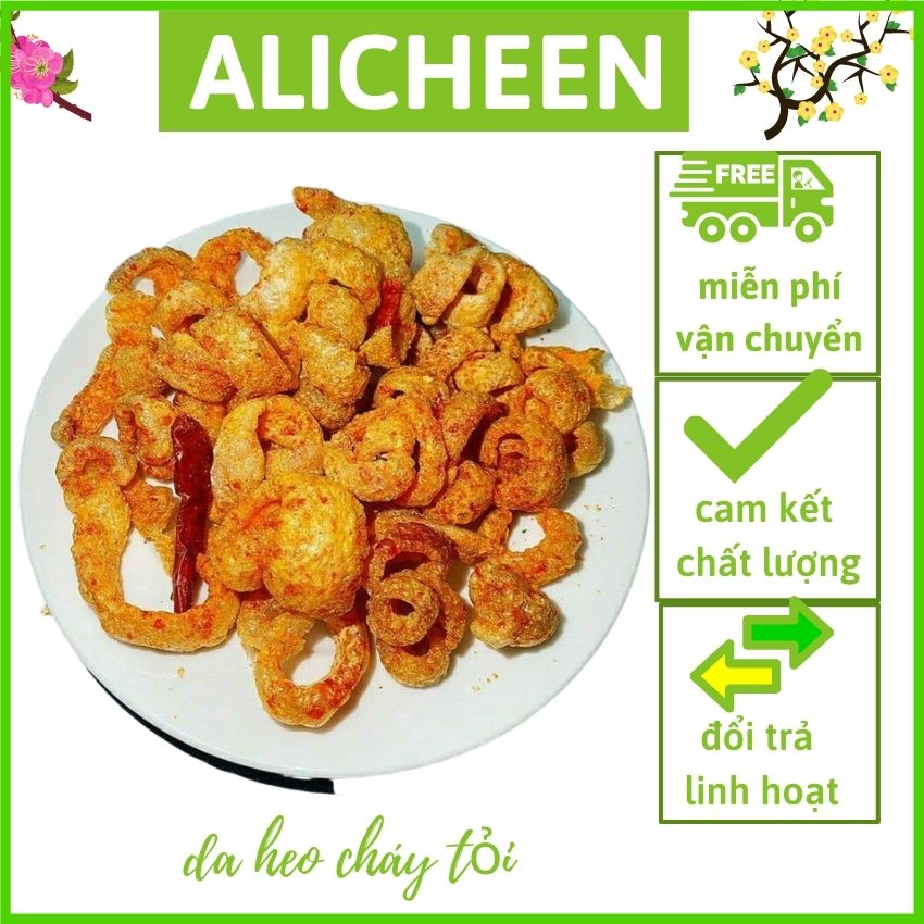 [FREESHIP+QUÀ] DA HEO CHÁY TỎI ALICHEEN Giòn Rụm Sốt Cháy Tỏi Ăn Chơi Tặng Kèm Qùa