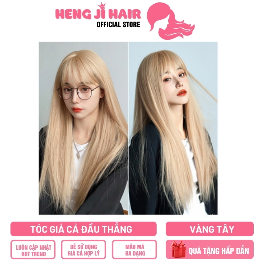 [TẶNG QUÀ 59K] Tóc Giả Nữ Nguyên Đầu Thẳng z7007 MàuVàng Tây HH103 Tóc Có Thể Uốn, Chải , Cắt Tỉa Thoải Mái Để Phù Hợp Với Khuôn M0ặt, Hàng Có Sẵn, Thời Gian Chuẩn Bị Tối Ưu Nhất - Hengji Hair Official Store