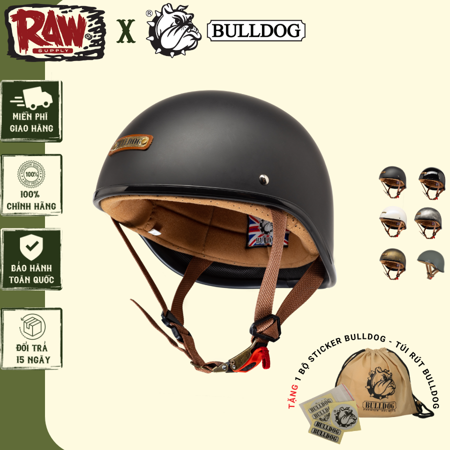 Mũ bảo hiểm nửa đầu Bulldog Gangz nón bảo hiểm 1 2 màu sắc cơ bản chất