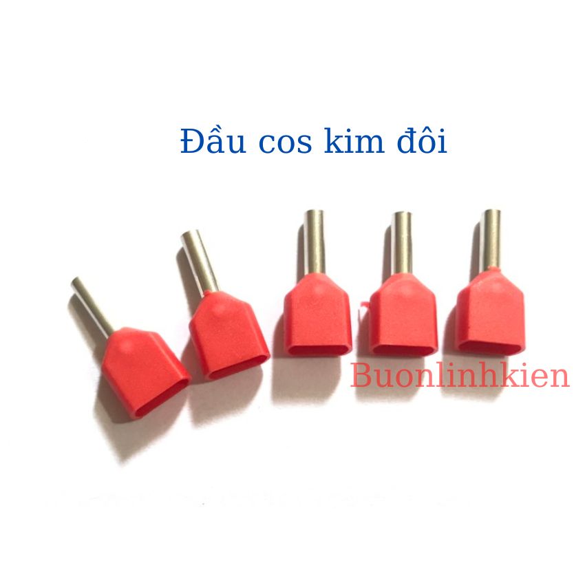 Đầu cos pin rỗng đôi, bấm 2 dây 1.5mm, , đầu cos kim te1508, đầu cos dây điện