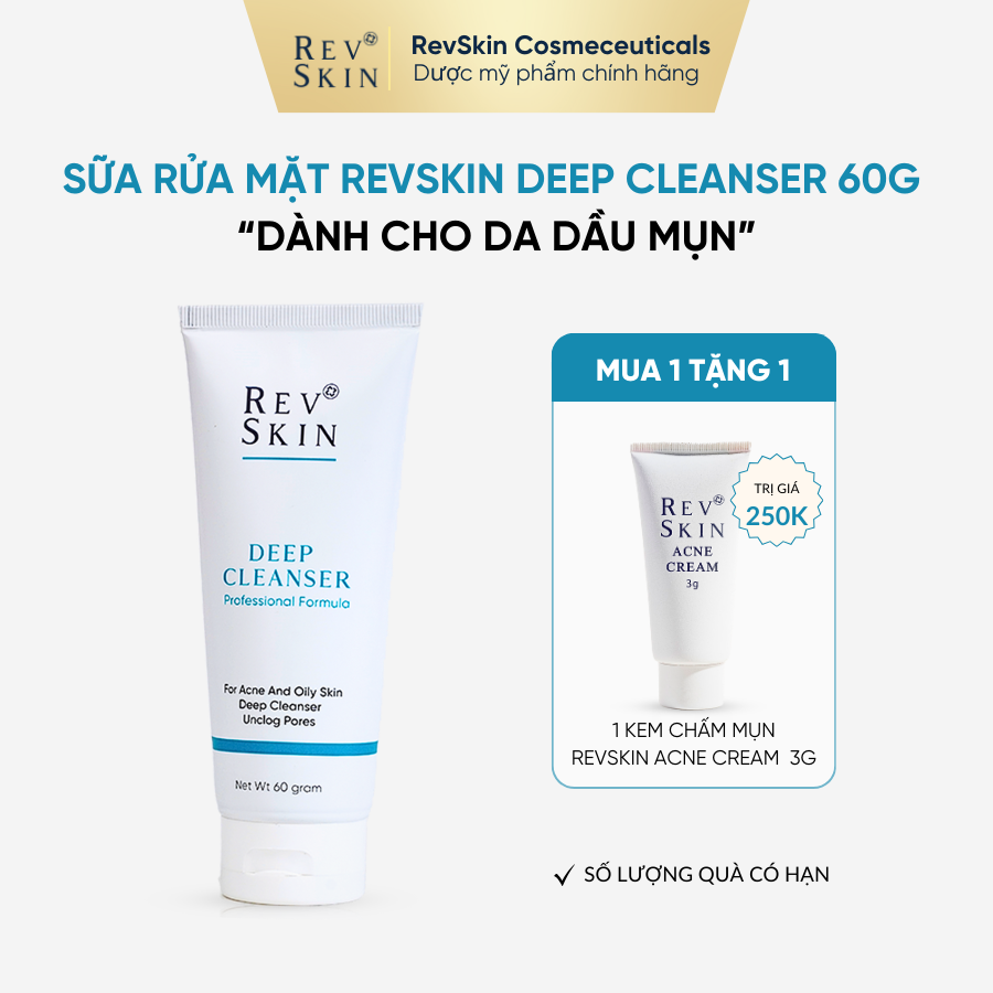 Sữa rửa mặt revskin deep cleanser cho da dầu - mụn - 60g