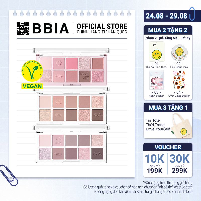 Bảng phấn mắt 10 màu bbia essential eye palette 8.5g