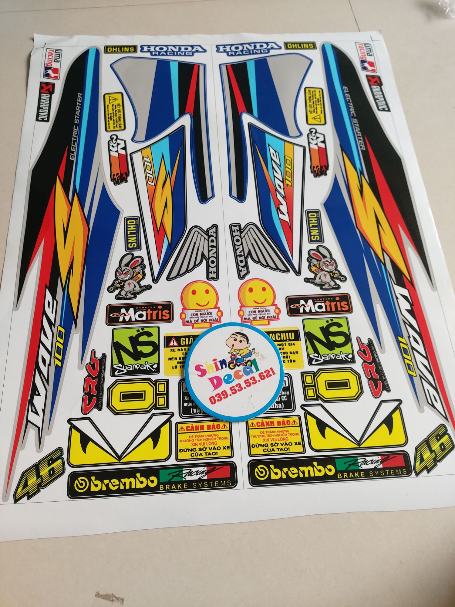 Tem wave s 100 2016 bạc xanh tặng logo